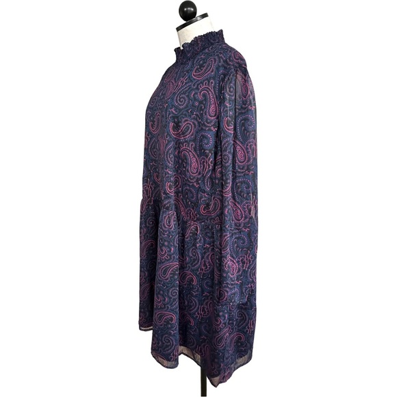 ModCloth Baez For Days Paisley Mini Dress A-line Smock Neck Sheer Sleeve Size 4X - Picture 5 of 12